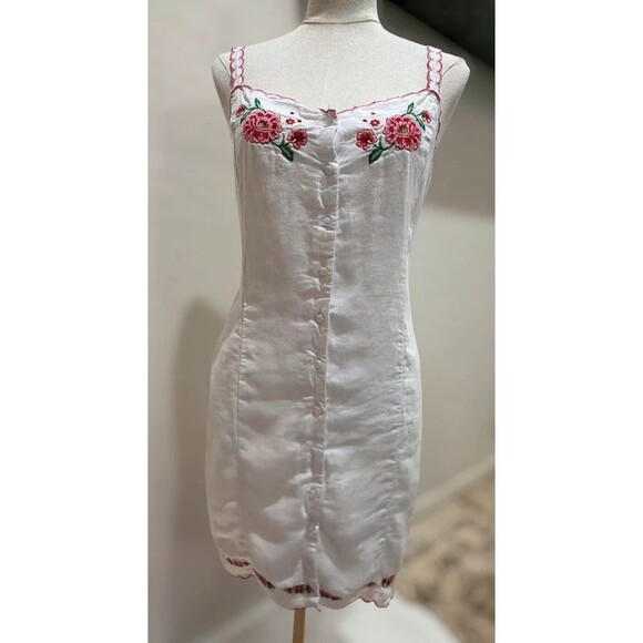 J. Crew Dresses & Skirts - J.Crew Size 8 Embroidered Linen Mini Dress White Floral Cottagecore